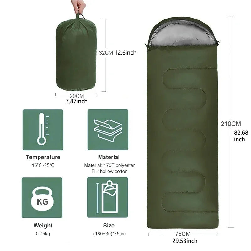 Camping Sleeping Bag Ultralight Waterproof 4 Season Warm Envelope for Backpacking, Hiking & Outdoor Travel