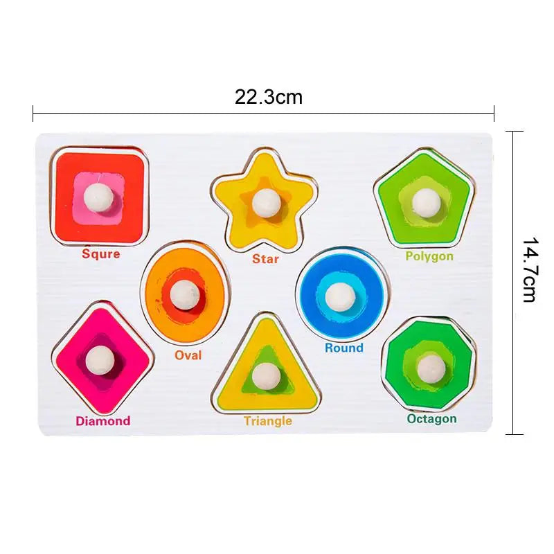 Wooden Hand Grab Boards Baby Educational Cartoon Vehicle Animals Fruits 3D Puzzles Kids Early Education Toys TMZ﻿