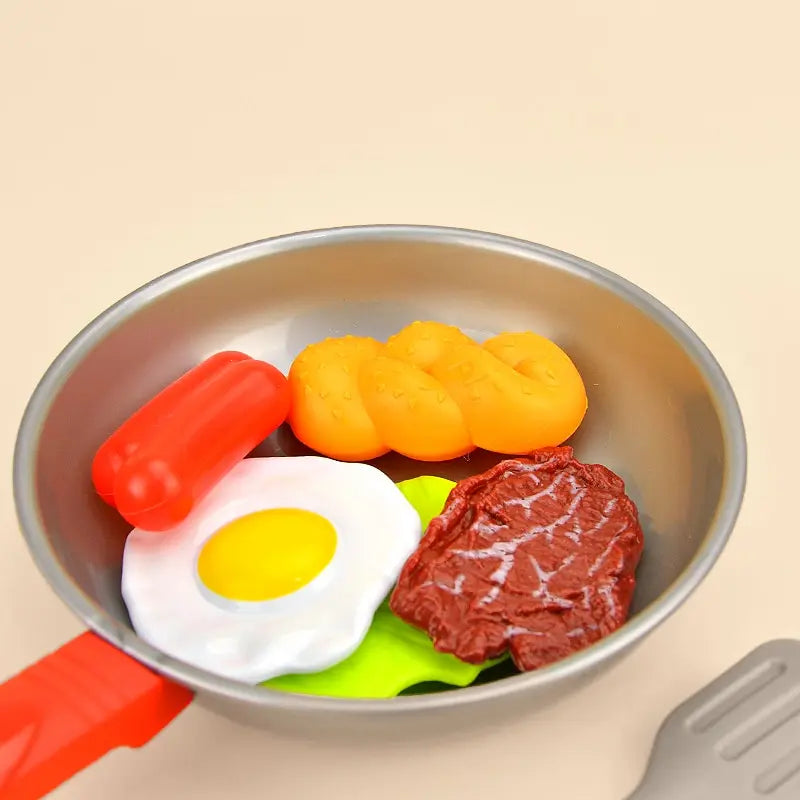 8PCS Simulation Kitchen Toy Set – Pretend Cooking Play Set for Kids with Pot, Steak & Food Items