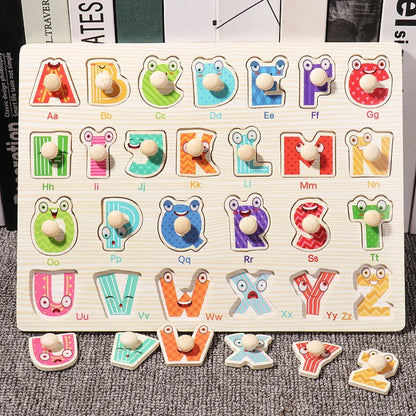 Wooden Hand Grab Boards Baby Educational Cartoon Vehicle Animals Fruits 3D Puzzles Kids Early Education Toys TMZ﻿