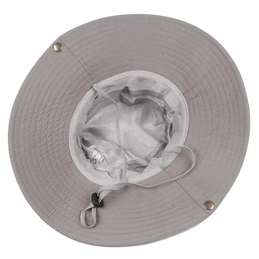 Summer Men Bucket Hat – Outdoor UV Protection Wide Brim Panama Safari Fishing & Hiking Cap