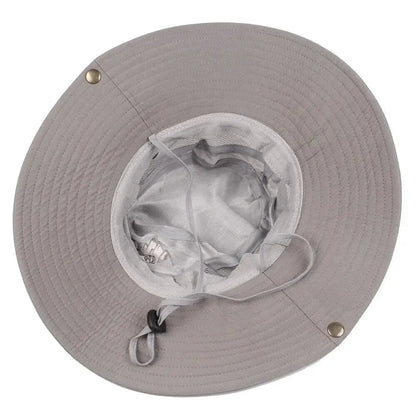 Summer Men Bucket Hat – Outdoor UV Protection Wide Brim Panama Safari Fishing & Hiking Cap