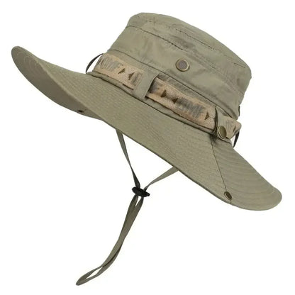 Summer Men Bucket Hat – Outdoor UV Protection Wide Brim Panama Safari Fishing & Hiking Cap