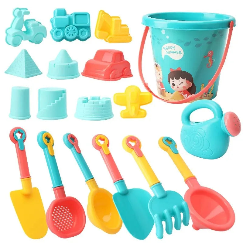 18PCS Beach Toy Set for Kids – Sand Bucket & Outdoor Water Play Tools for Seaside Fun