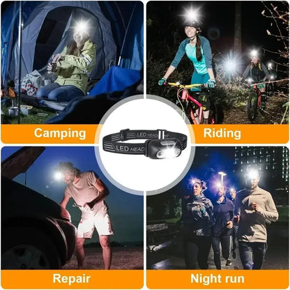 Super Bright LED Headlamp USB-C Rechargeable Sensor Headlight Waterproof Flashlight for Camping Hiking Fishing Emergenc