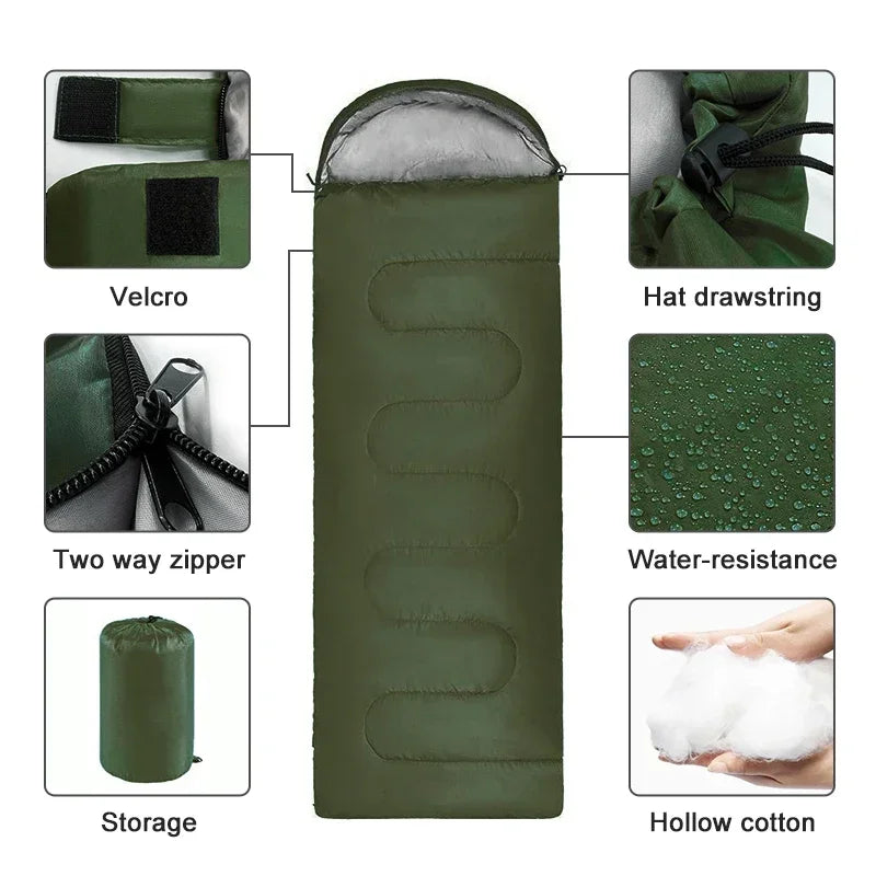 Camping Sleeping Bag Ultralight Waterproof 4 Season Warm Envelope for Backpacking, Hiking & Outdoor Travel