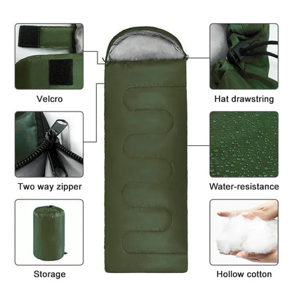 Camping Sleeping Bag Ultralight Waterproof 4 Season Warm Envelope for Backpacking, Hiking & Outdoor Travel