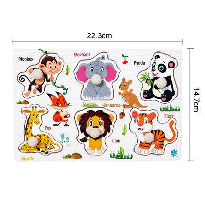 Wooden Hand Grab Boards Baby Educational Cartoon Vehicle Animals Fruits 3D Puzzles Kids Early Education Toys TMZ﻿