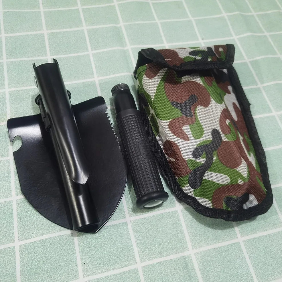 Multifunctional Folding Military Shovel – Stainless Steel Camping Tool with Pick & Hoe