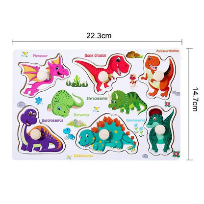 Wooden Hand Grab Boards Baby Educational Cartoon Vehicle Animals Fruits 3D Puzzles Kids Early Education Toys TMZ﻿